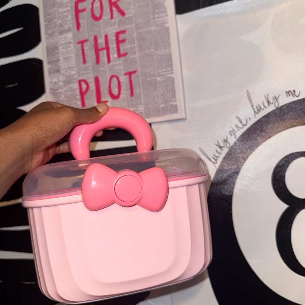 Pink Bow makeup box organizer